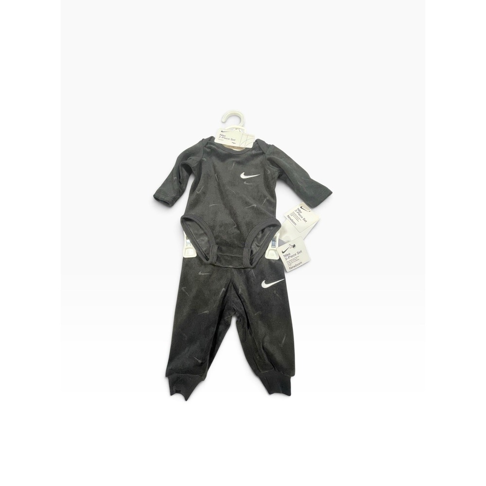 Nike 2-Piece Set Newborn NB Fir Black Velour Bodysuit and Pants 56M388-F1J New